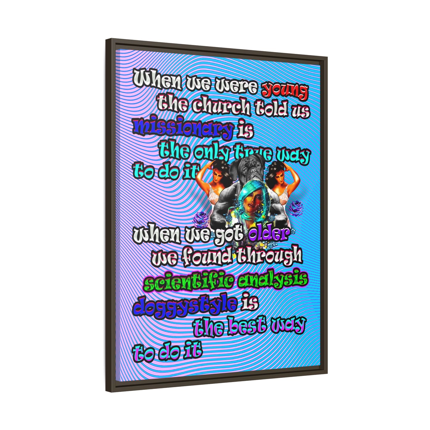 doggystyle - framed canvas art (light blue-purple wave)