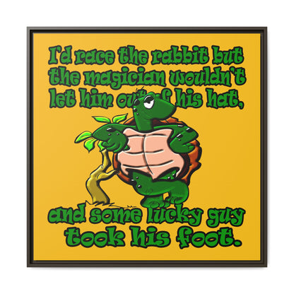turtle race - framed canvas art (yellow)