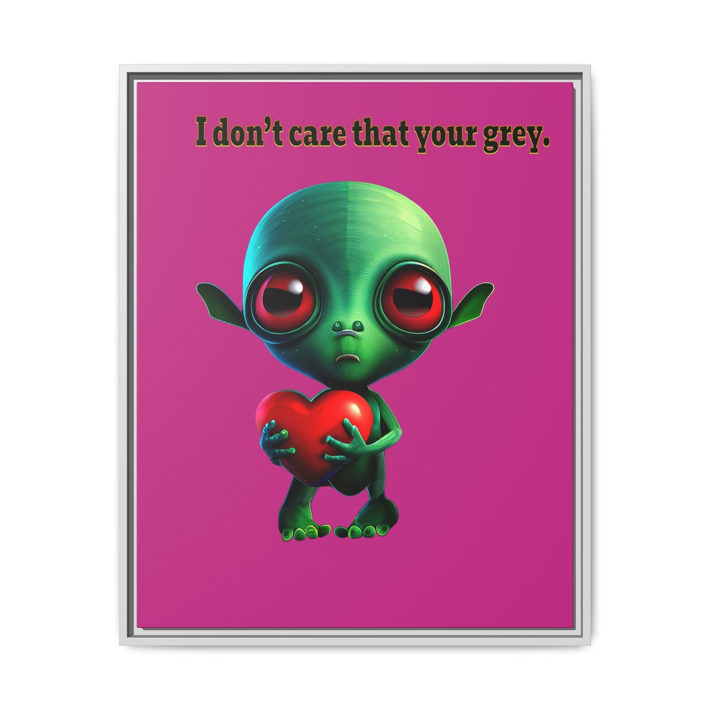 I don't care that your grey - framed canvas art (pink)