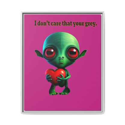 I don't care that your grey - framed canvas art (pink)