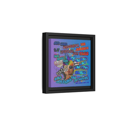drop the beat - framed canvas art (light blue-purple wave)