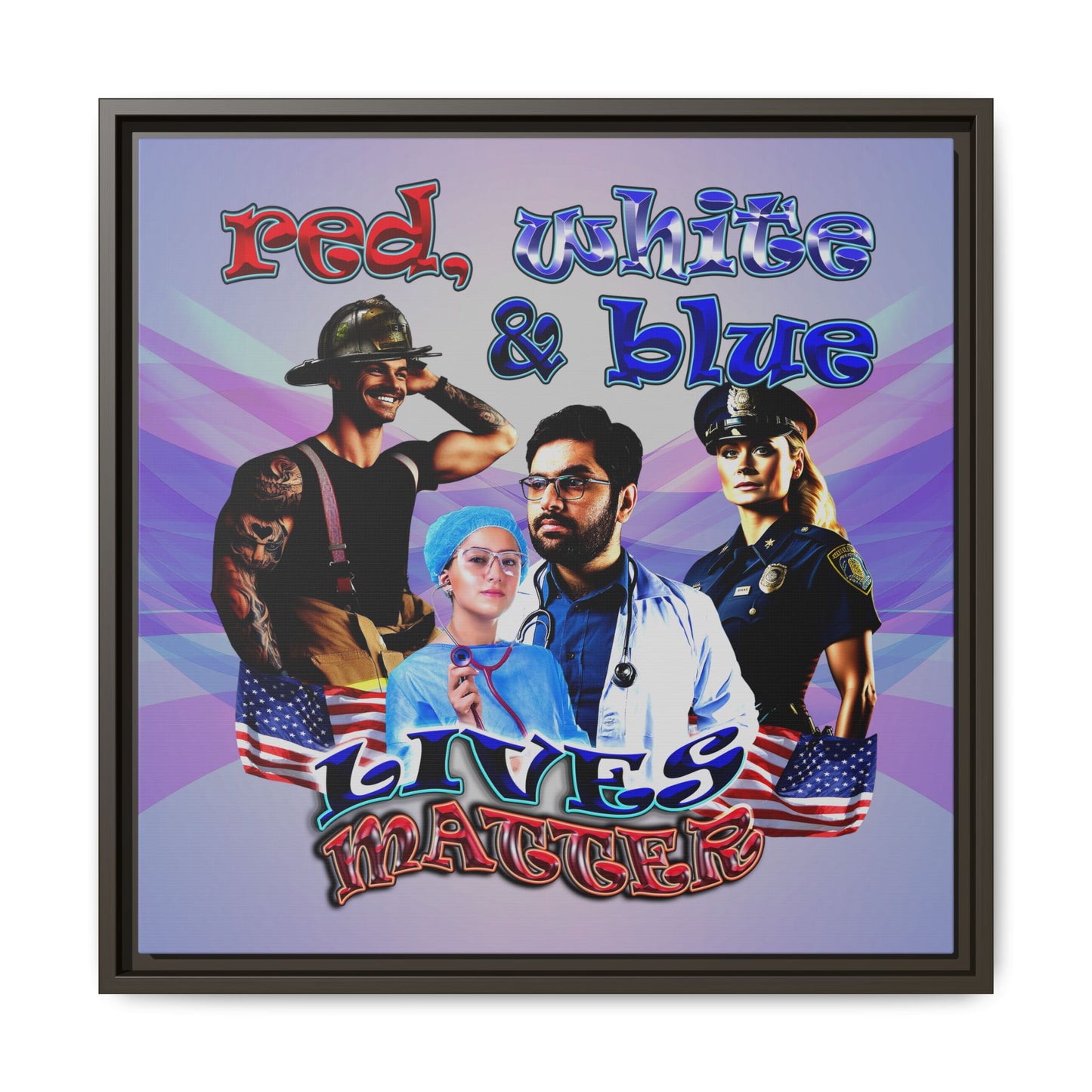 rw&b lives matter - framed canvas art (light blue-pink wave)