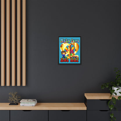 love peace - framed canvas art (turquoise)