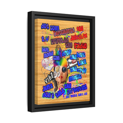 drop the beat - framed canvas art (butterscotch wood finish)