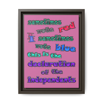 declaration of the independents - framed canvas art (light pink)