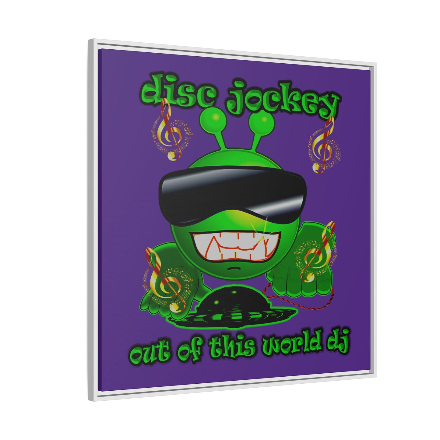 disc jockey - framed canvas art (purple)