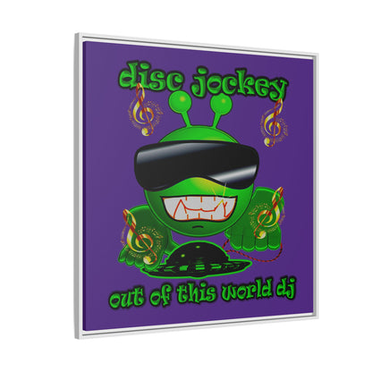 disc jockey - framed canvas art (purple)