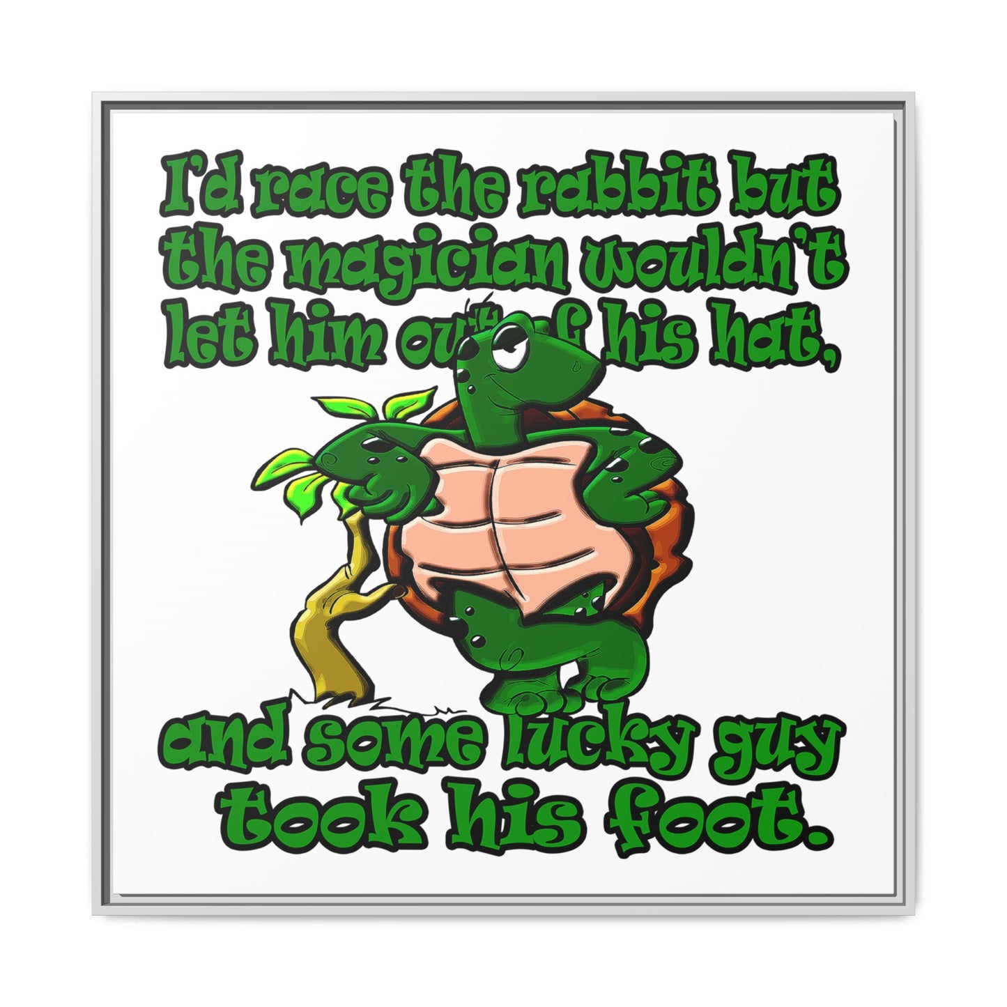 turtle race - framed canvas art (white)