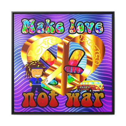 love peace - framed canvas art (purple wave)