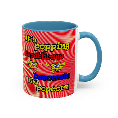 popping like popcorn - Accent Mug (yellow-orange wave)