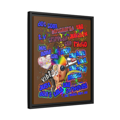 drop the beat - framed canvas art (brown)