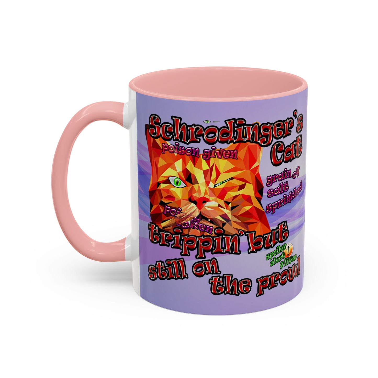 schrodinger's cat - Accent Mug (light blue-pink wave)