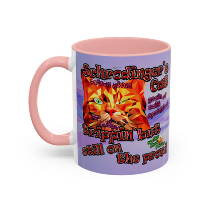 schrodinger's cat - Accent Mug (light blue-pink wave)