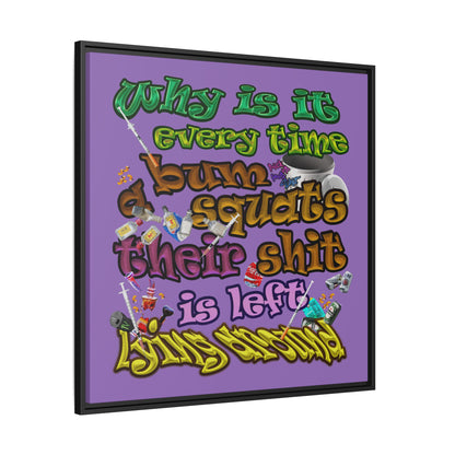the bum's shit - framed canvas art (light purple)