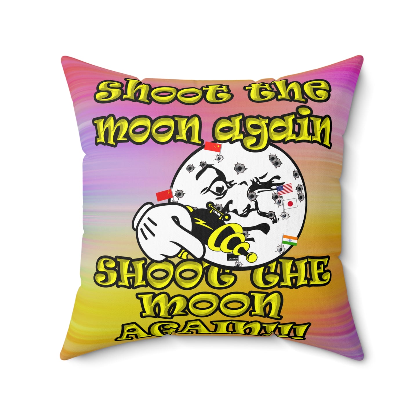 shoot the moon again - Spun Polyester Square Pillow - (color blur)