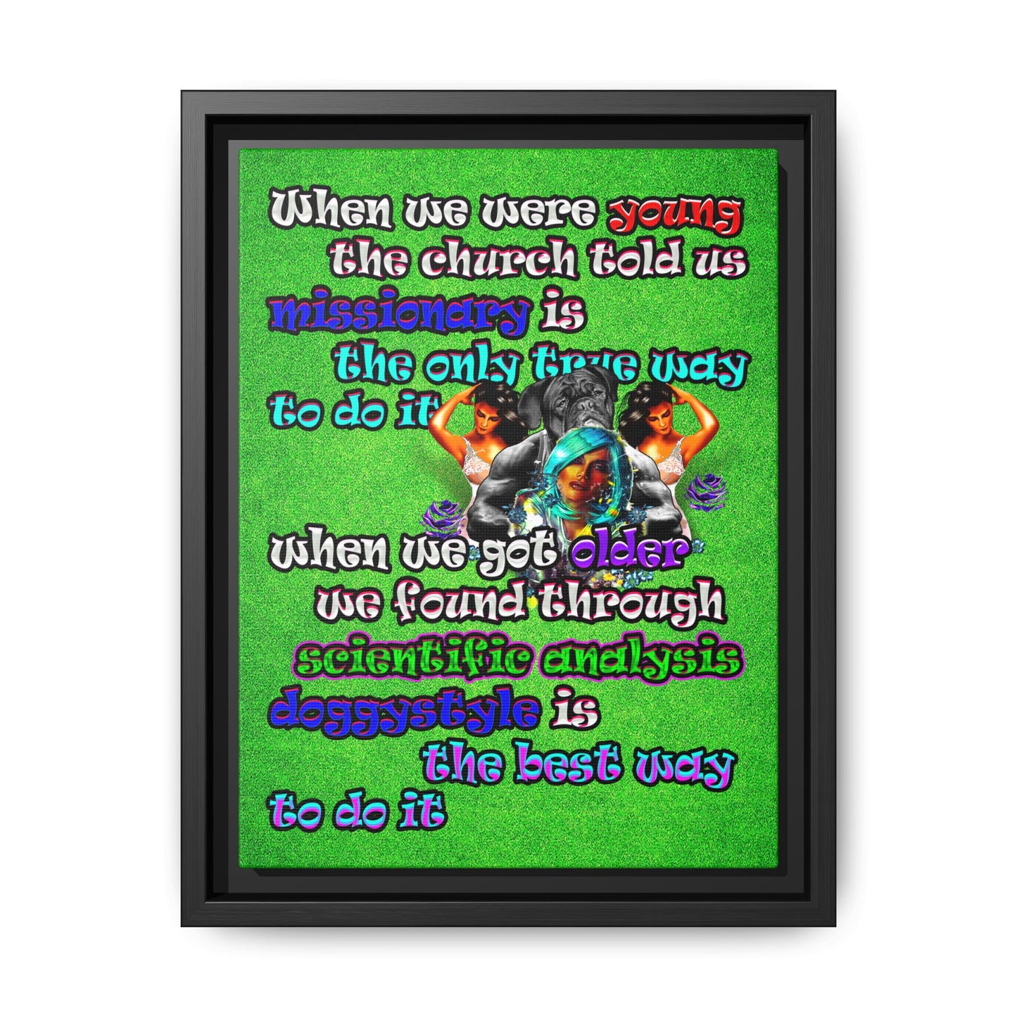 doggystyle - framed canvas art (green turf)
