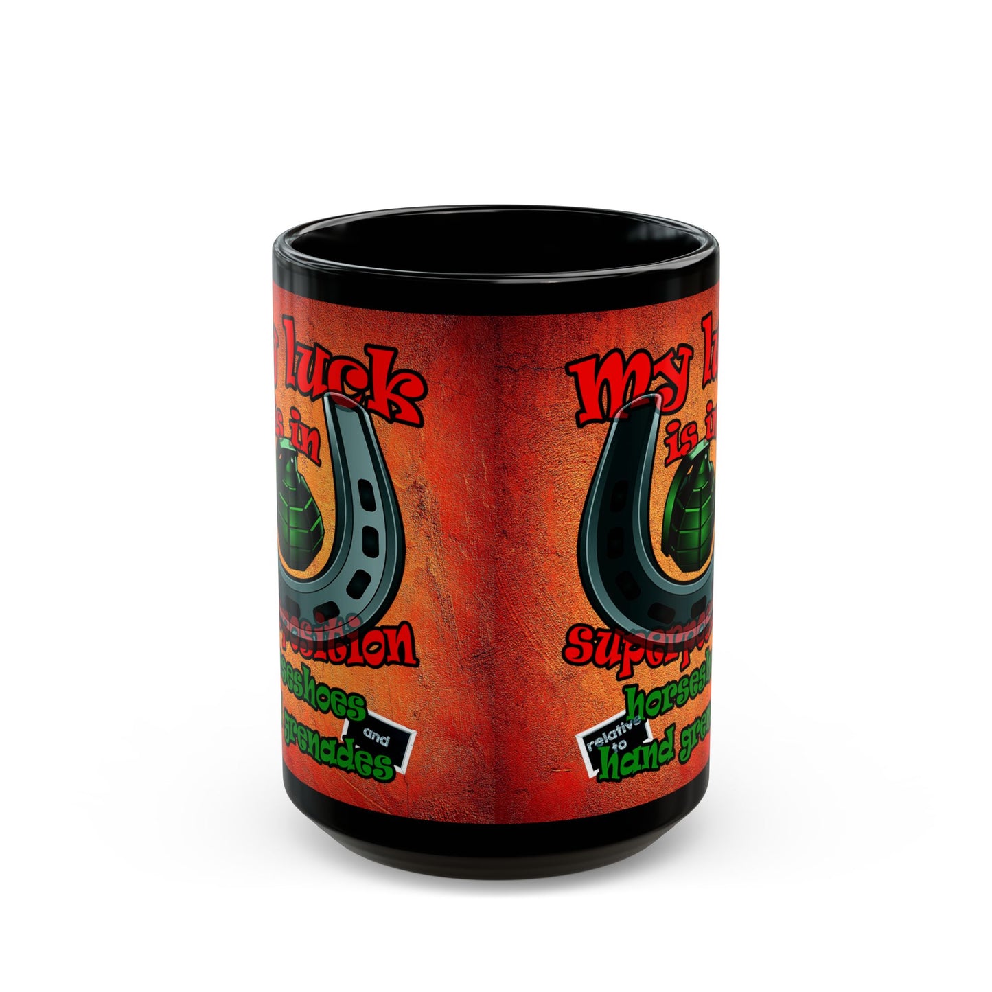 my luck - Black Mug (burnt orange)