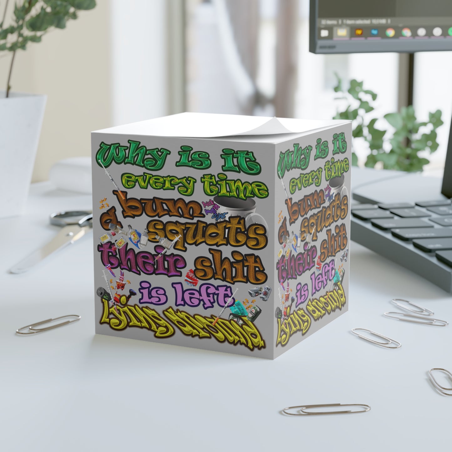 the bum's shit - note cube (light grey)