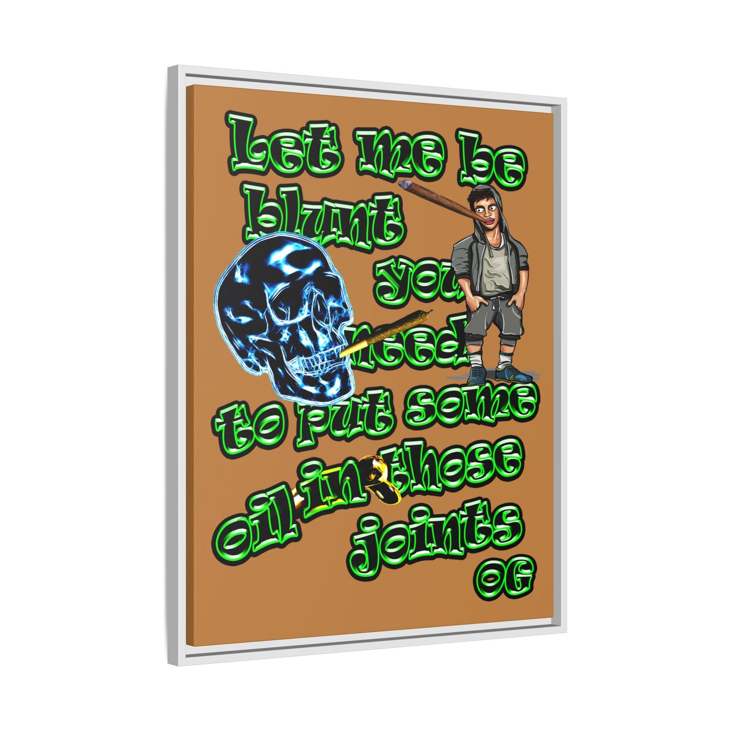 og - framed canvas art (light brown)