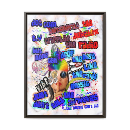 drop the beat - framed canvas art (white marble)