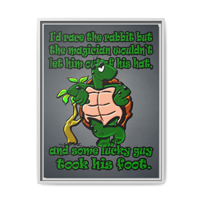 turtle race - framed canvas art (grey-light grey)