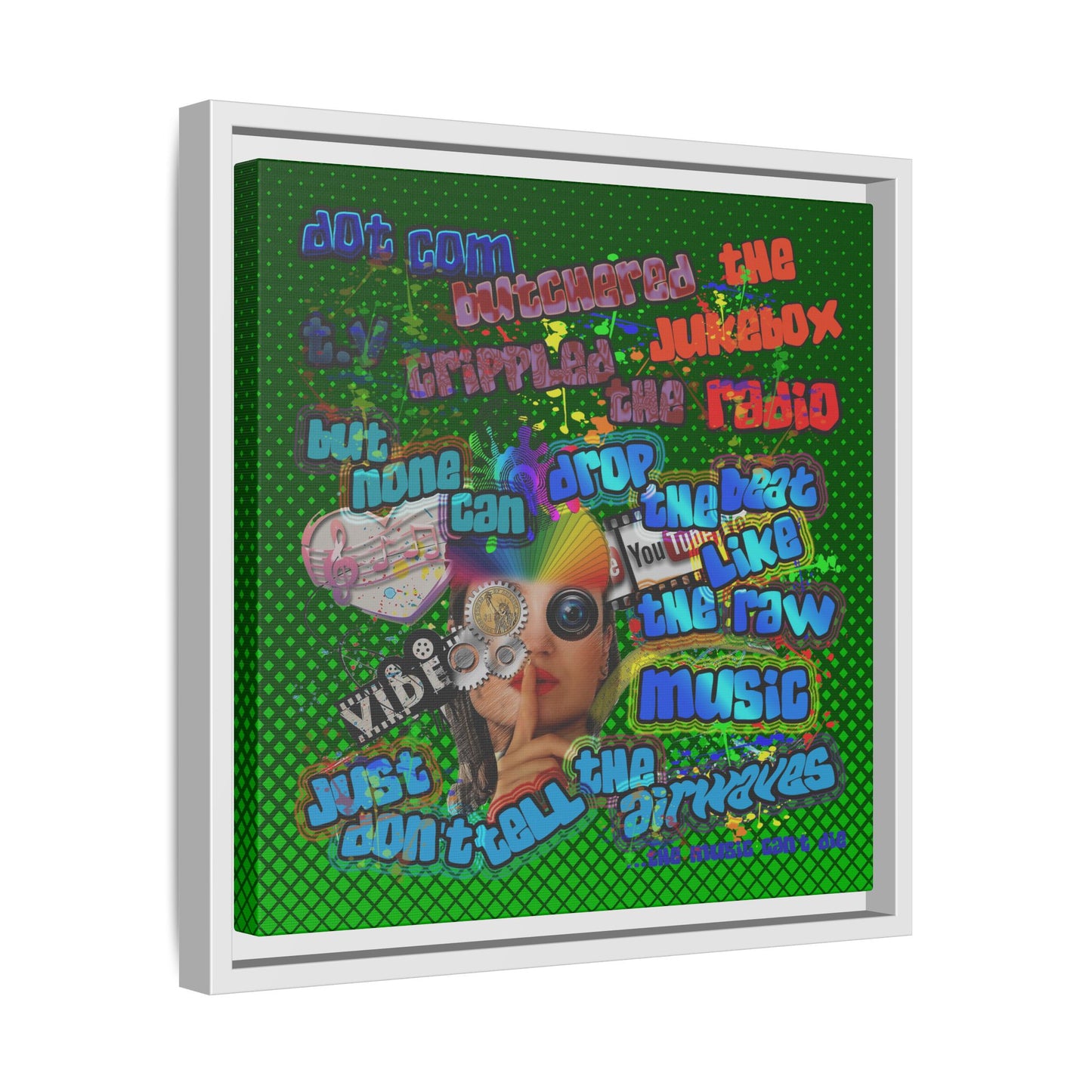 drop the beat - framed canvas art (logo green)