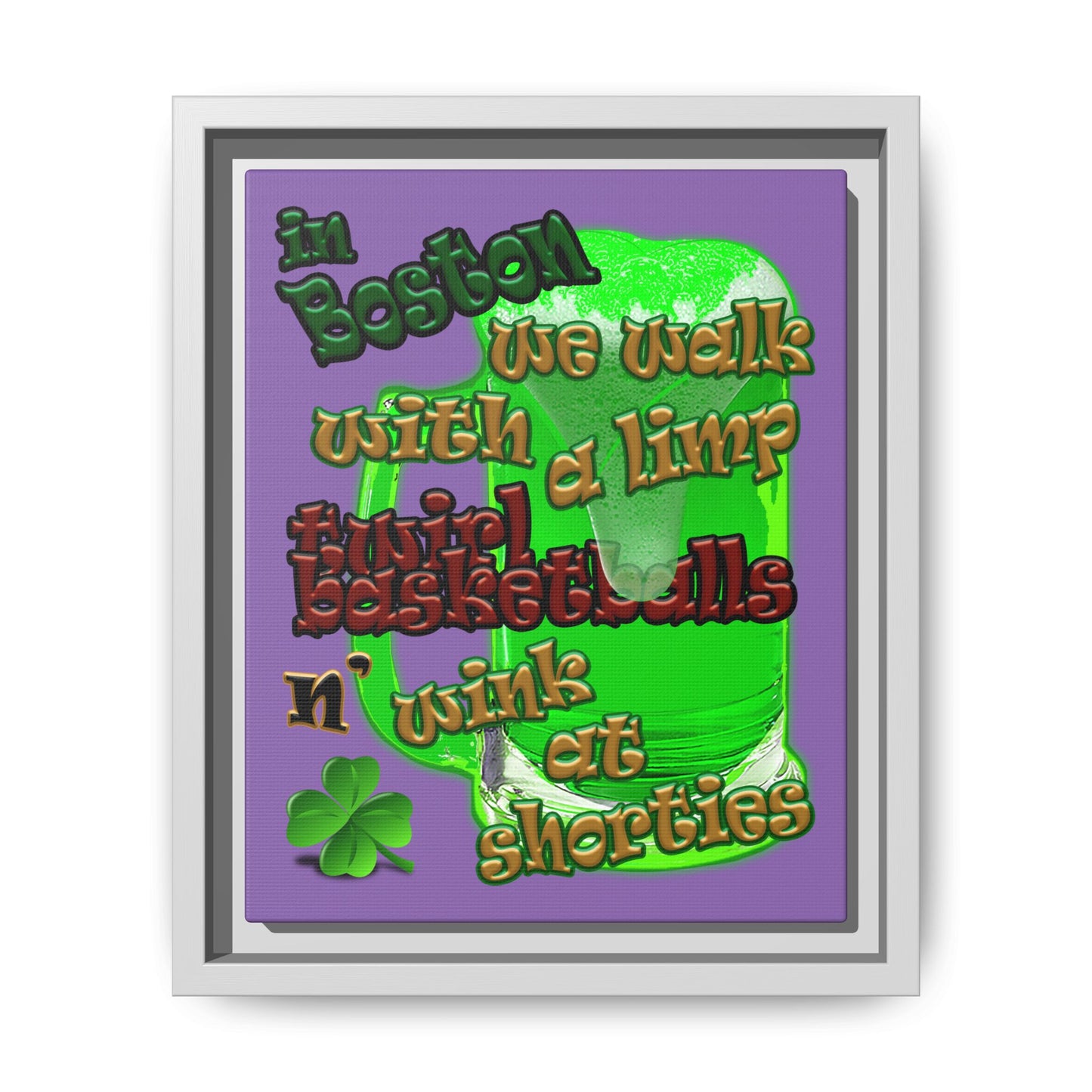 celtics logo - framed canvas art (light purple)