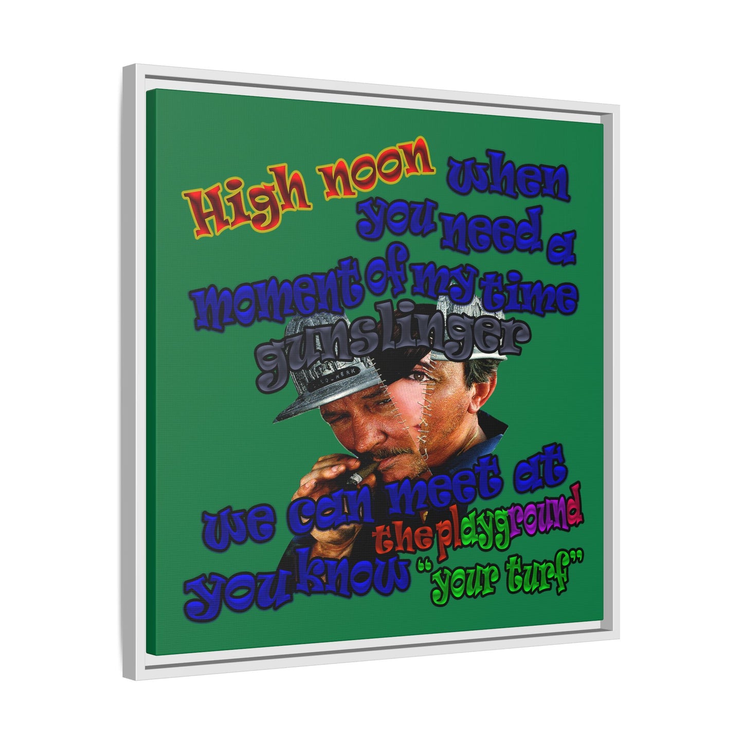 high noon - framed canvas art (dark green)