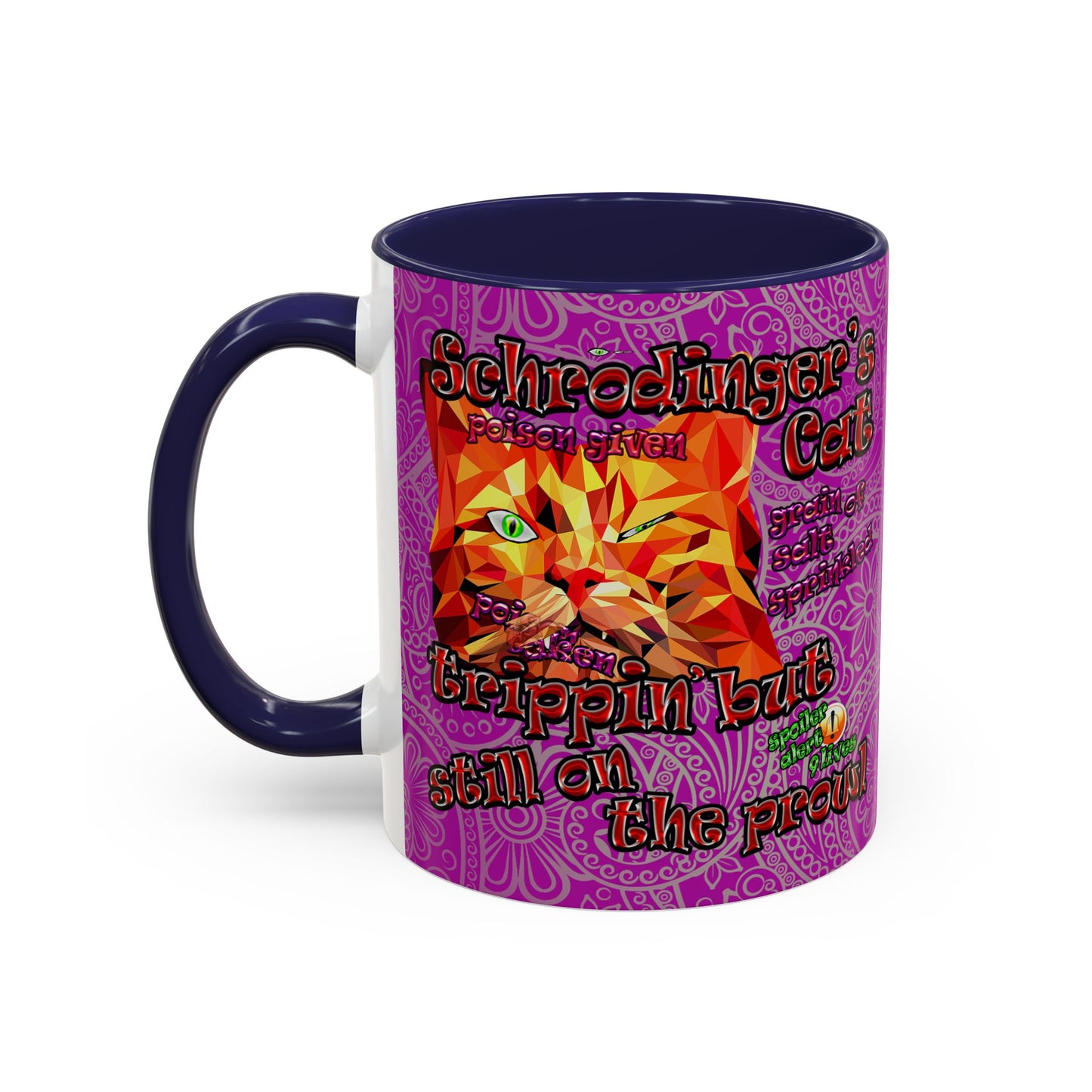 schrodinger's cat - Accent Mug (pink swirl)
