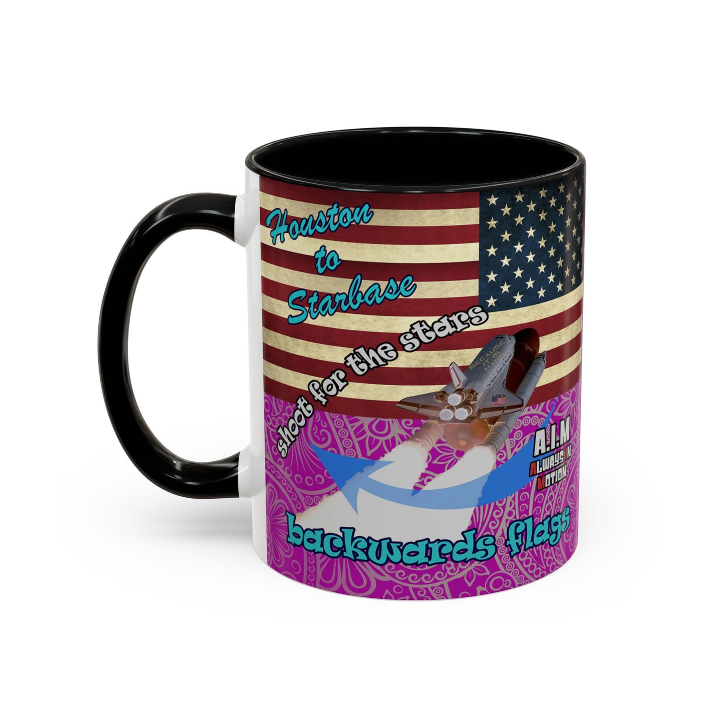 shoot for the stars - Accent Mug (pink swirl)