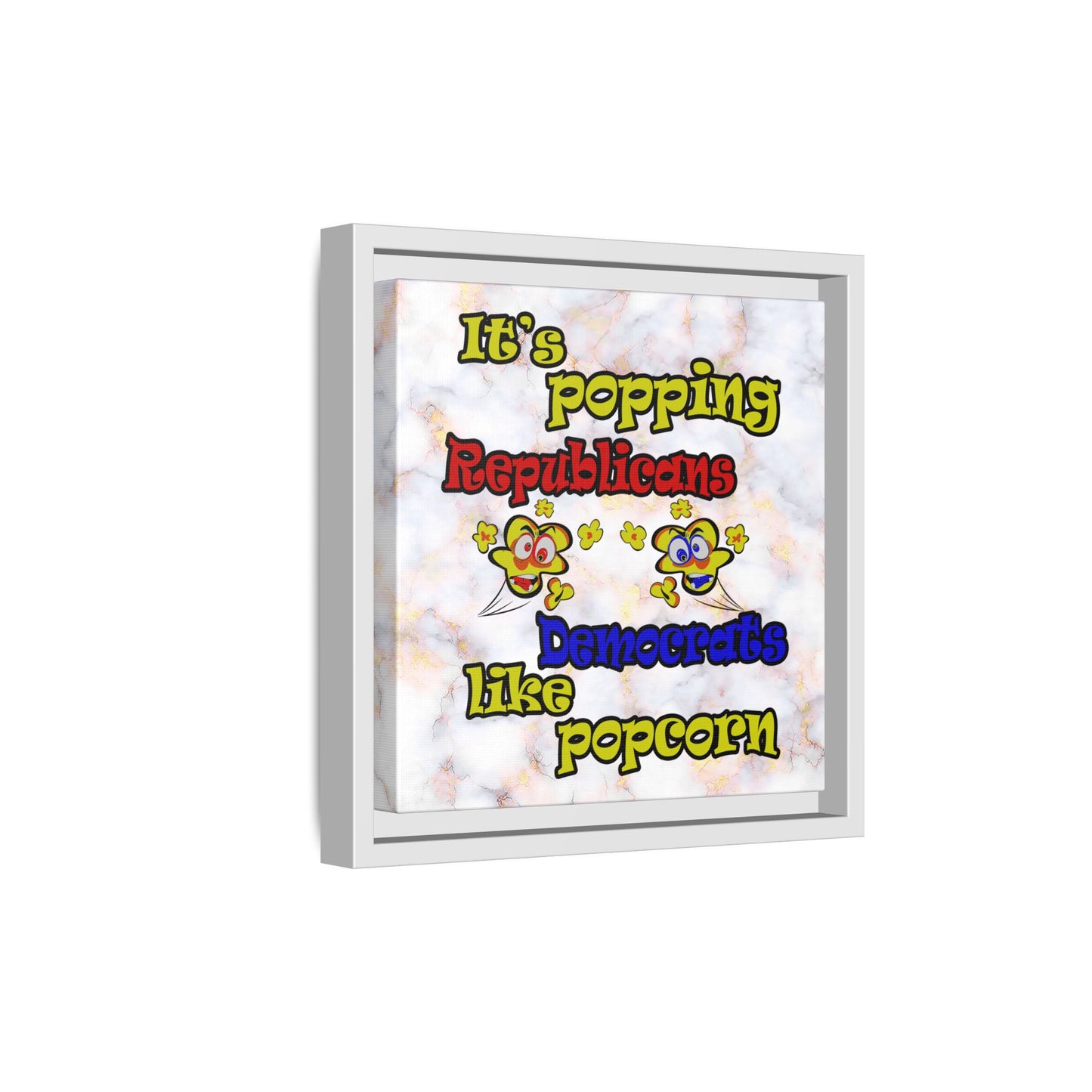 popping like popcorn - framed canvas art (white marble)