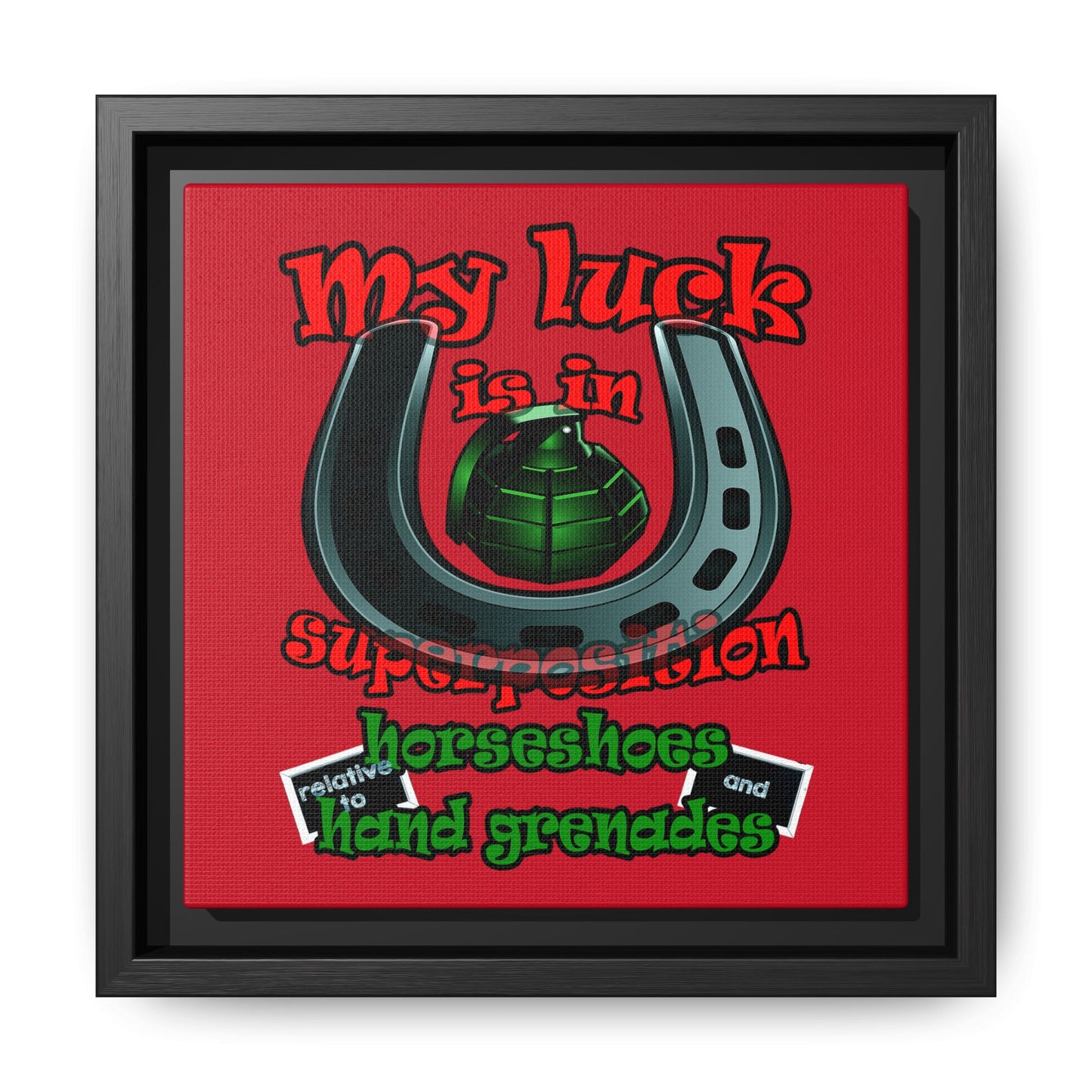 my luck - framed canvas art (dark red)