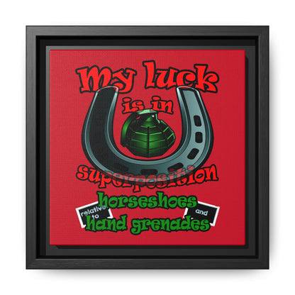 my luck - framed canvas art (dark red)