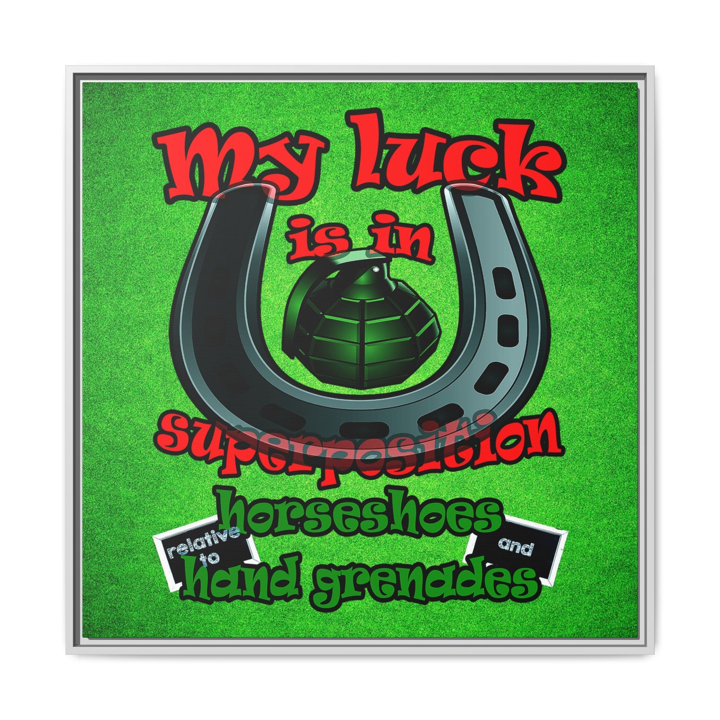 my luck - framed canvas art (green turf)