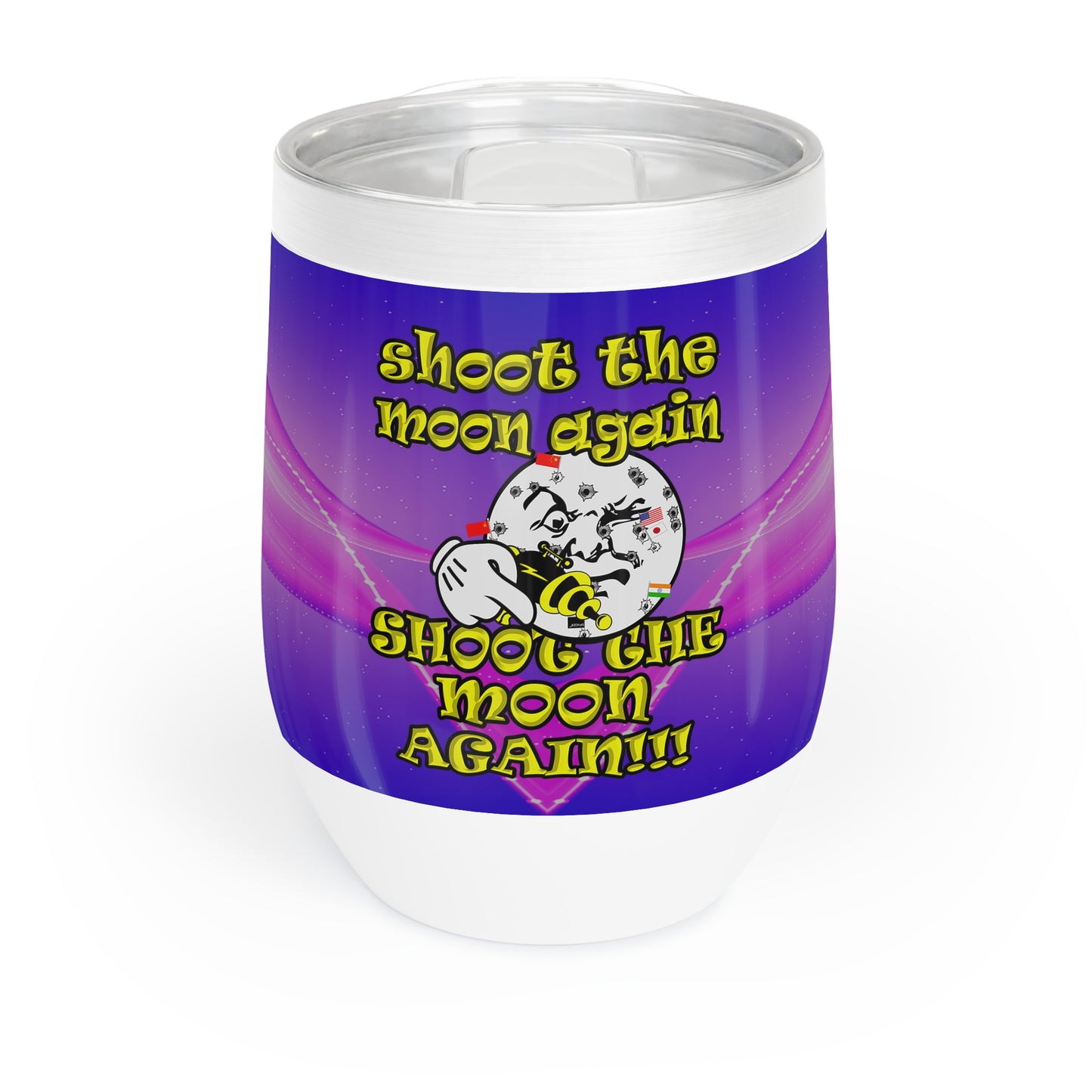 shoot the moon again - Chill Wine Tumbler (purple-pink wave)