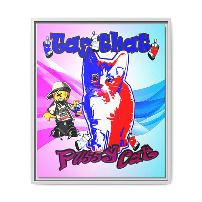 tag that - framed canvas art (light blue-pink wave)