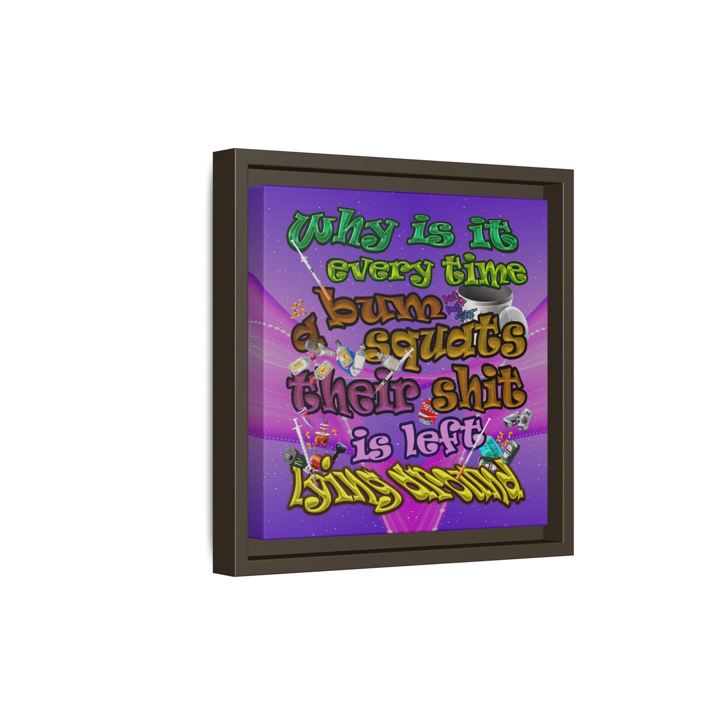 the bum's shit - framed canvas art (purple-pink wave)