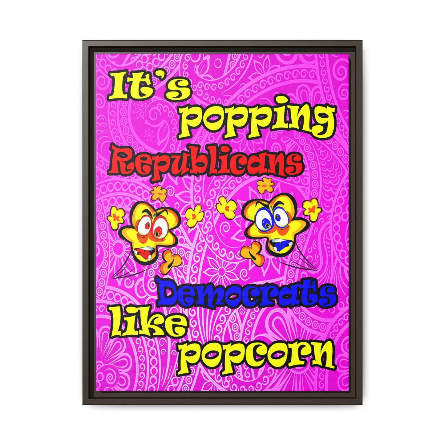 popping like popcorn - framed canvas art (pink swirl)