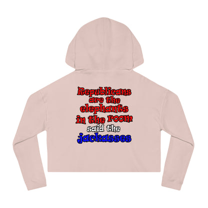 donkeys and elephants - Women’s Cropped Hooded Sweatshirt