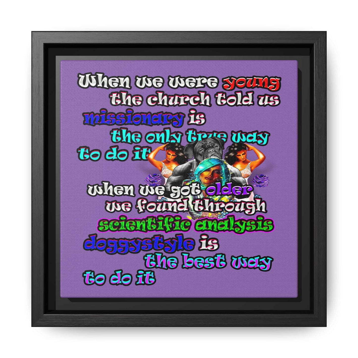 doggystyle - framed canvas art (light purple)