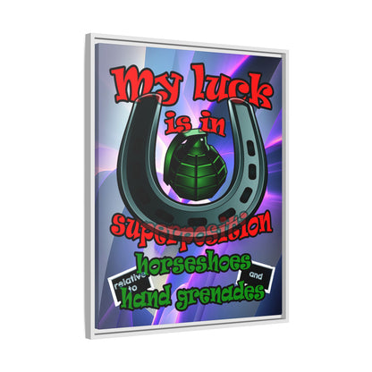 my luck - framed canvas art (grey-pink wave)