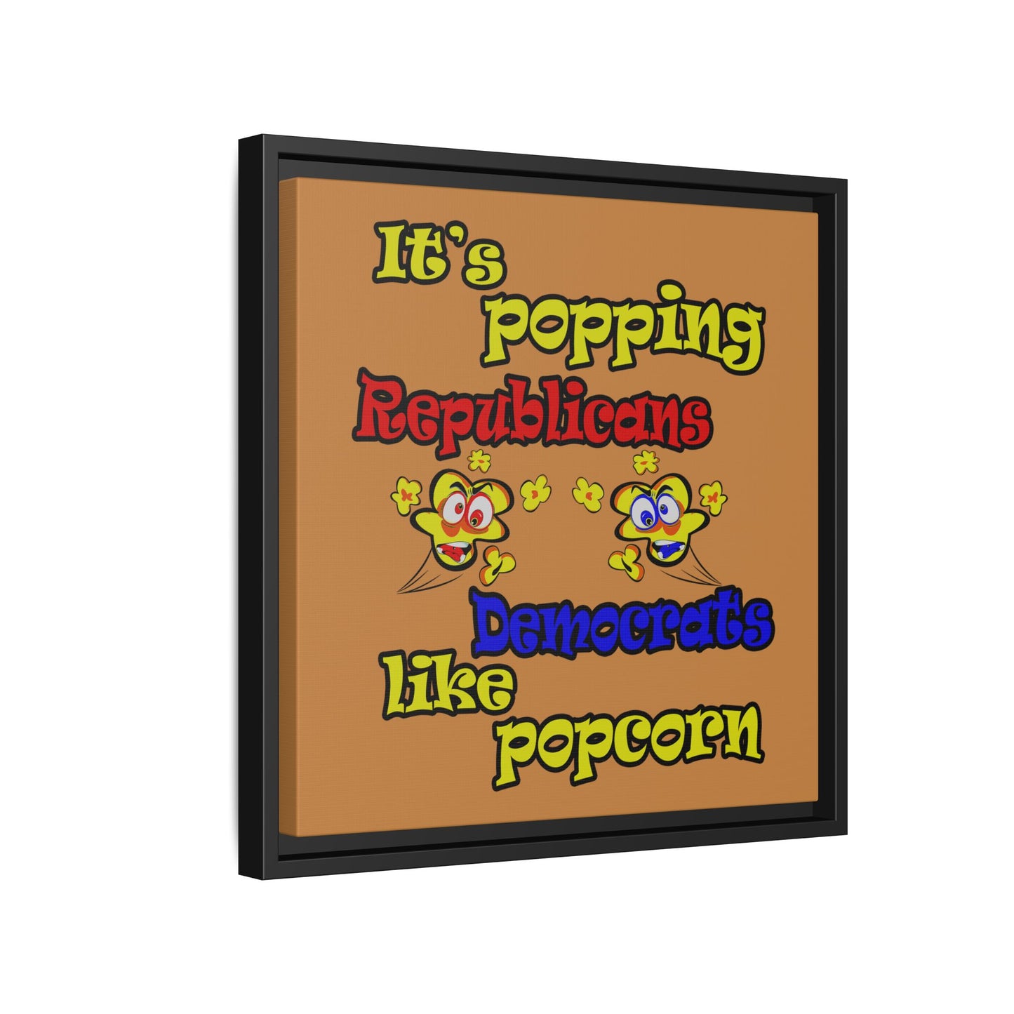 popping like popcorn - framed canvas art (light brown)