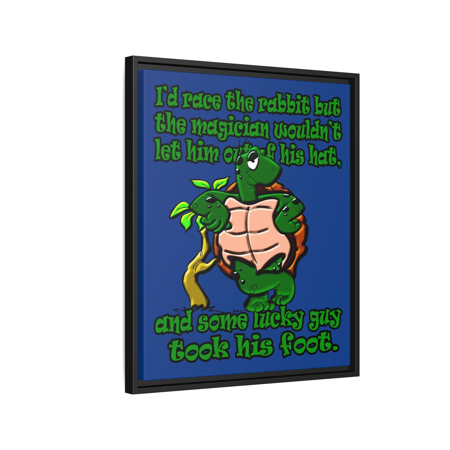 turtle race - framed canvas art (dark blue)