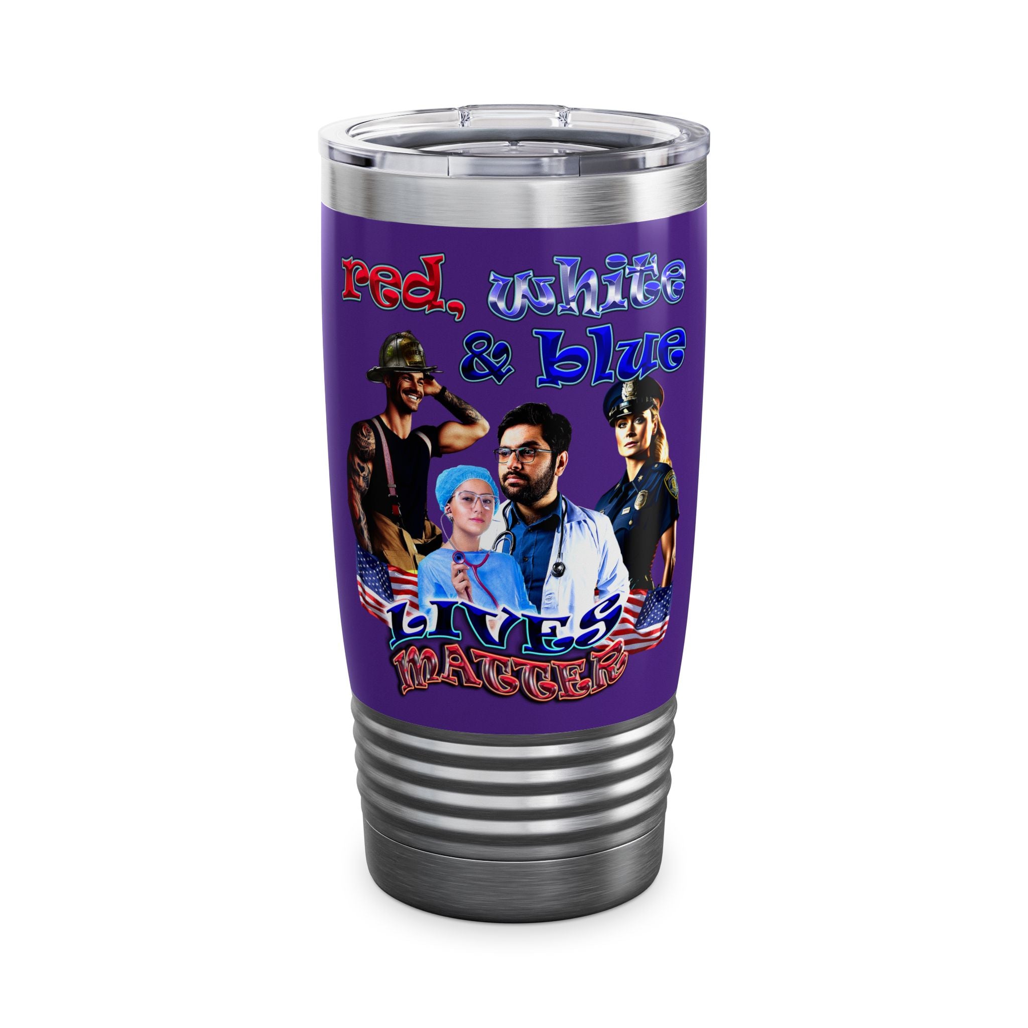 rw&b lives matter - Ringneck Tumbler, 20oz (purple)