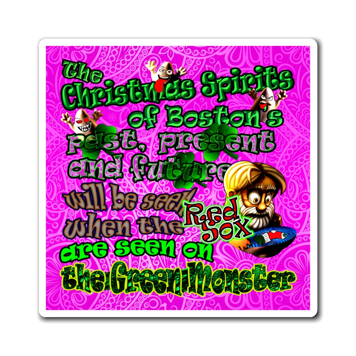 christmas spirits of boston - Magnets - (pink swirl)