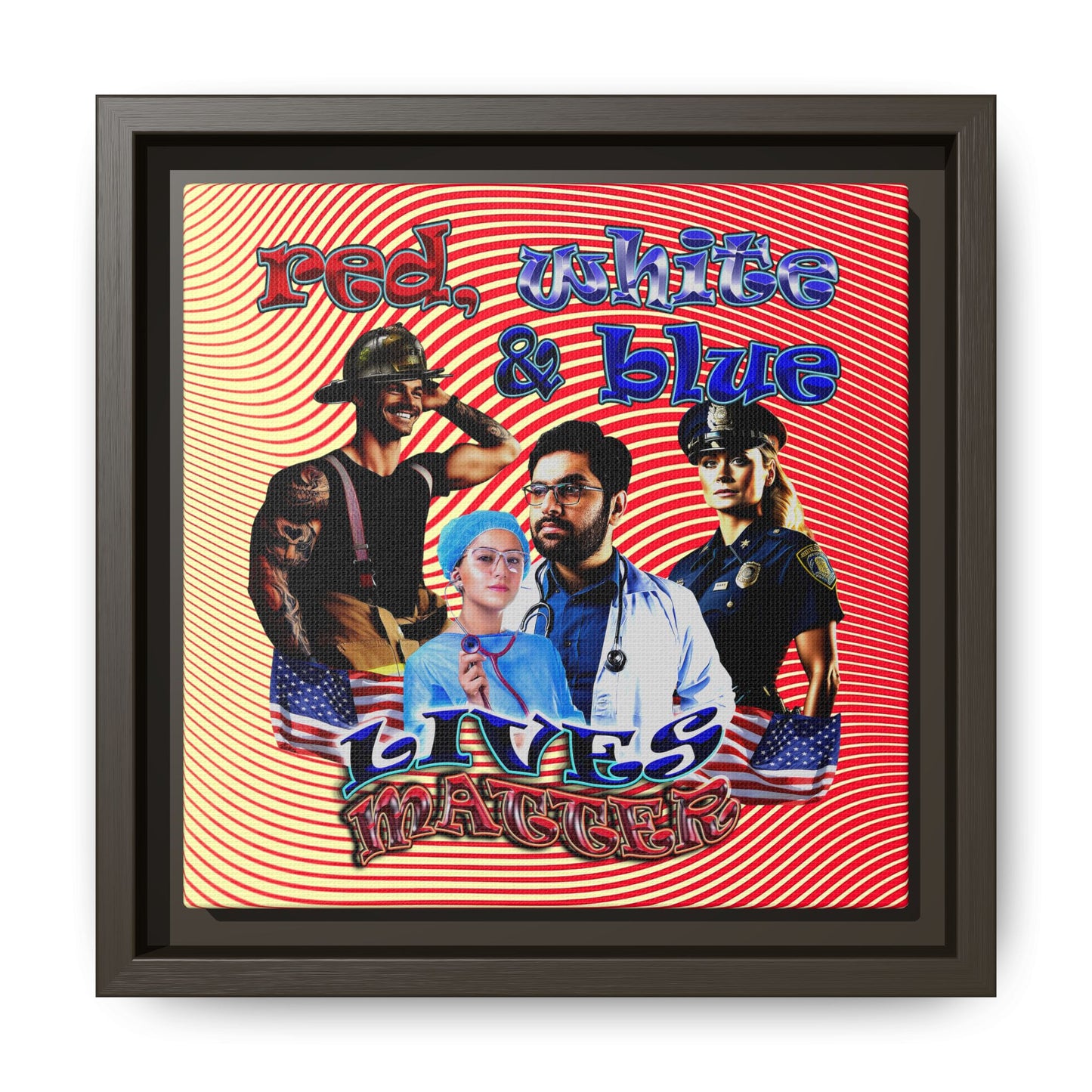 rw&b lives matter - framed canvas art (yellow-orange wave)