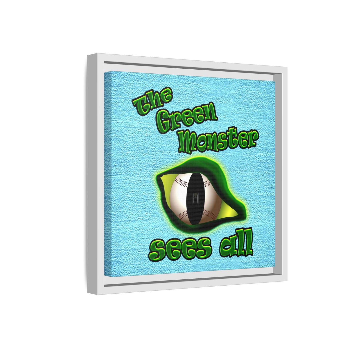 green monster - framed canvas art (faded blue)