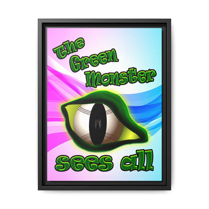 green monster - framed canvas art (light blue-pink wave)