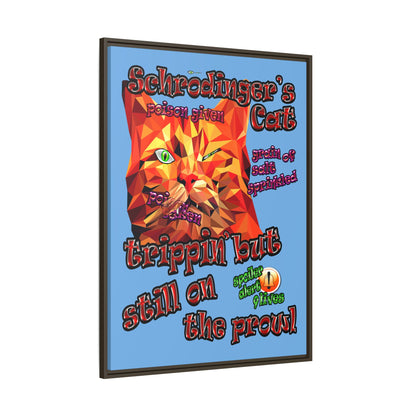 schrodinger's cat - framed canvas art (light blue)