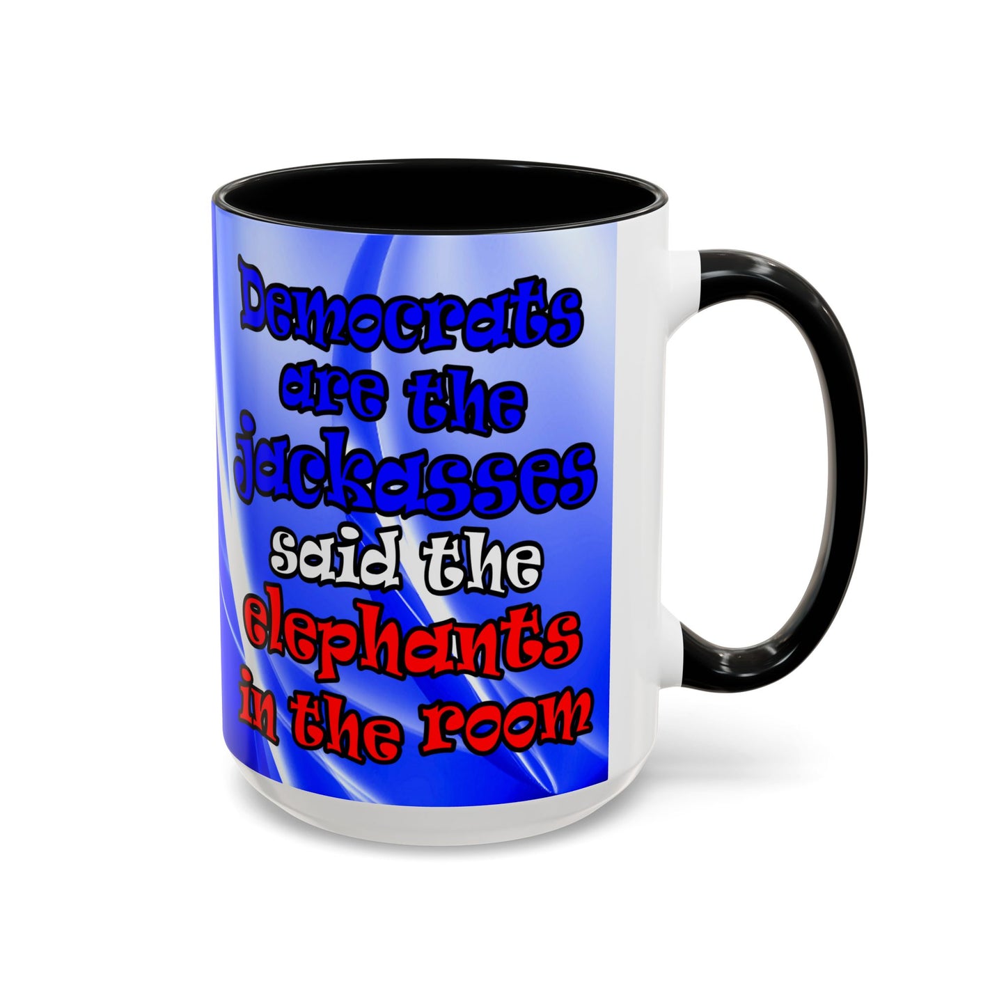 donkeys and elephants - Accent Mug (blue-white wave)